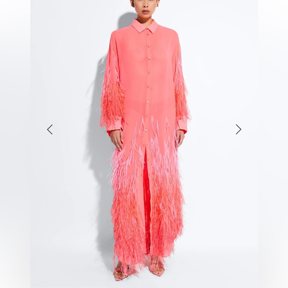 New authentic Lapointe maxi feather embellished dress top